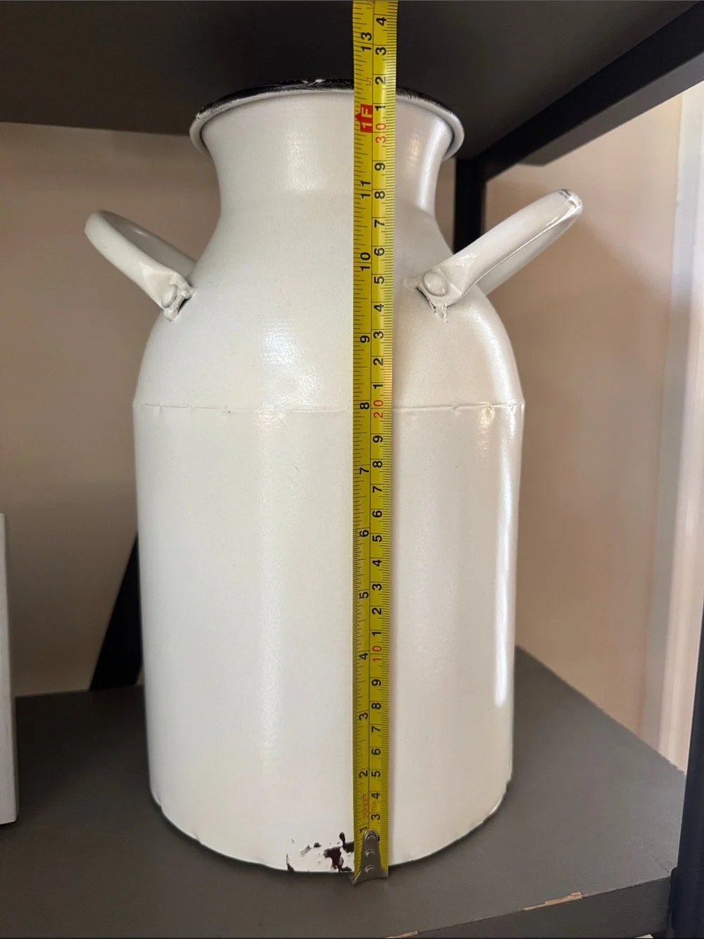 Cream Vintage-Style Metal Milk Can Vase
